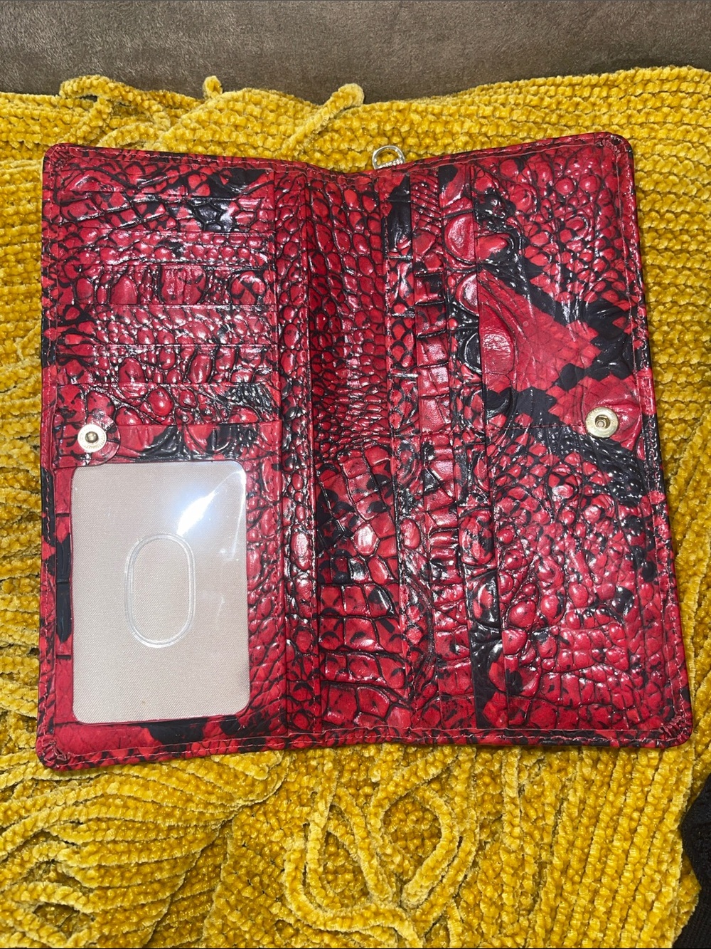 Brahmin Red and Black Python-Print Continental Wallet - Picture 2 of 3